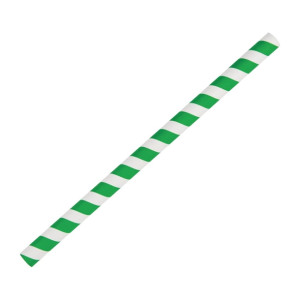 Fiesta Compostable Paper Smoothie Straws Green Stripes (250 Pack)