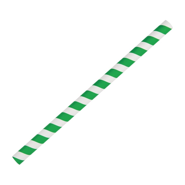 Fiesta Compostable Paper Smoothie Straws Green Stripes (250 Pack) Fiesta Compostable Paper Smoothie Straws Green Stripes (250 Pack)