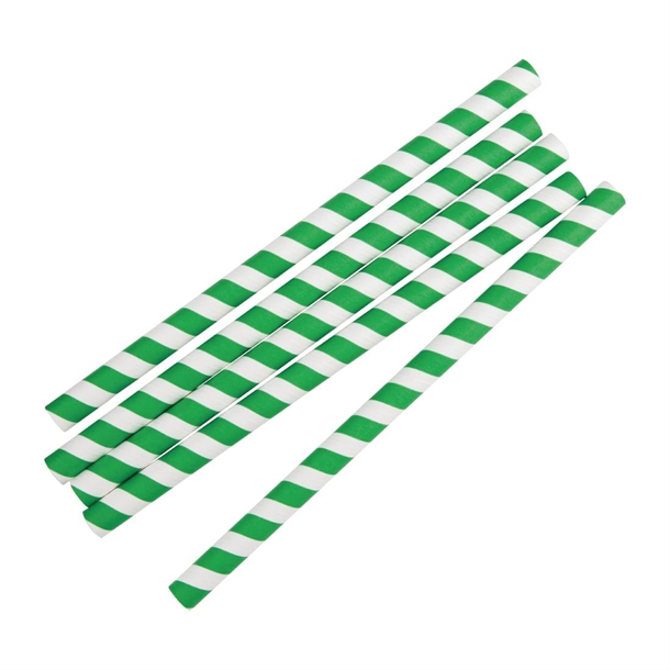 Fiesta Compostable Paper Smoothie Straws Green Stripes (250 Pack) Fiesta Compostable Paper Smoothie Straws Green Stripes (250 Pack)