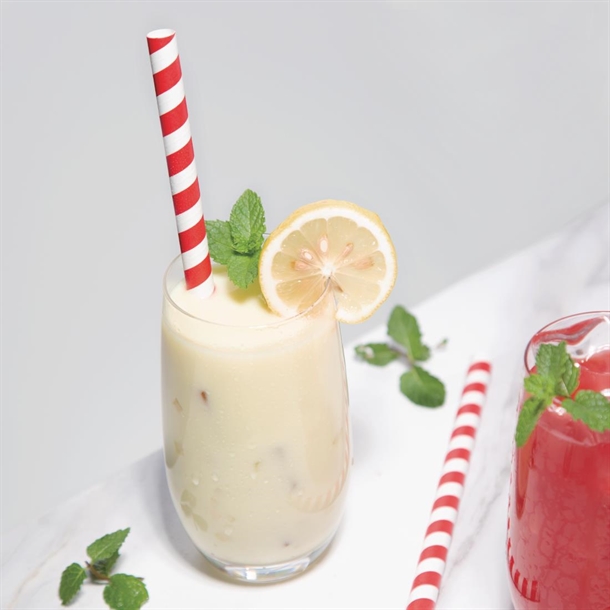 Fiesta Compostable Individually Wrapped Paper Smoothie Straws Red Stripes (250 Pack)
