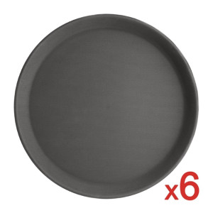 Olympia Kristallon Polypropylene Round Non-Slip Trays (6 Pack)