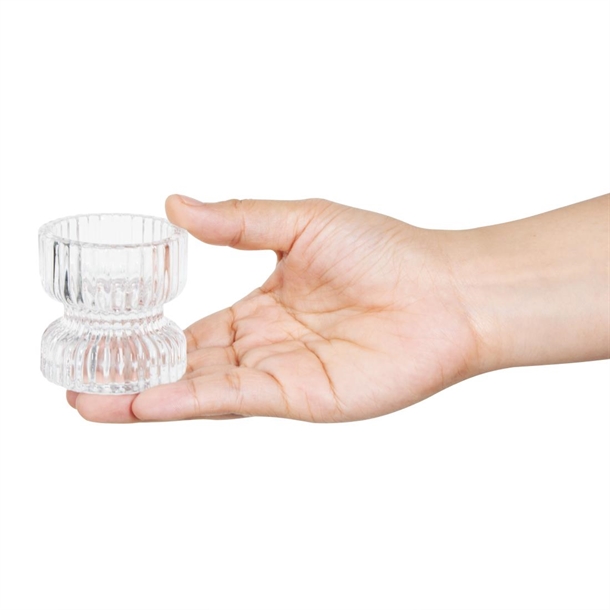 Olympia Ridged Glass Tealight/Candle Holders 52x52mm (6 Pack)