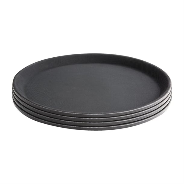 Olympia Kristallon Polypropylene Round Non-Slip Trays (6 Pack)