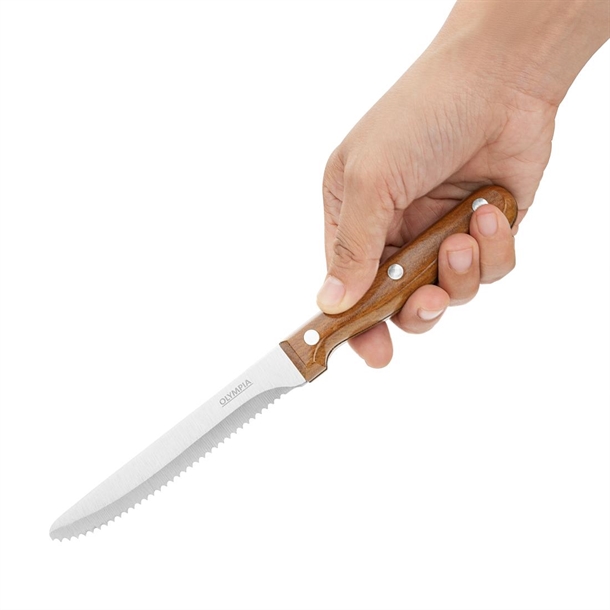 Olympia Rounded Steak Knives Wood Effect Handle (12 Pack) Olympia Rounded Steak Knives Wood Effect Handle (12 Pack)