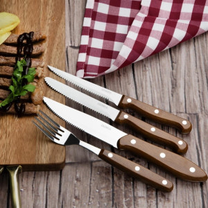 Olympia Rounded Steak Knives Wood Effect Handle (12 Pack)