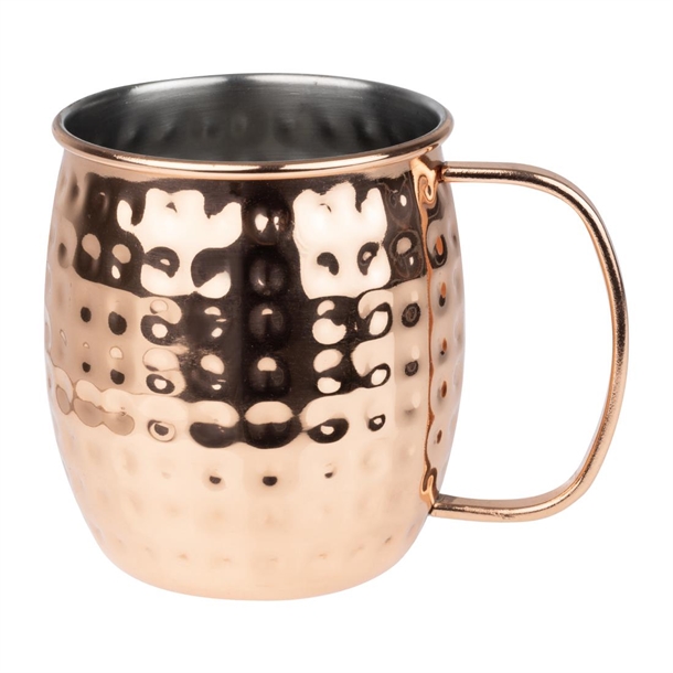 Olympia Barware Hammered Stainless Steel Copper Coated Mugs 440ml Olympia Barware Hammered Stainless Steel Copper Coated Mugs 440ml