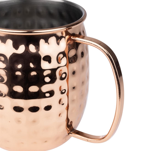Olympia Barware Hammered Stainless Steel Copper Coated Mugs 440ml Olympia Barware Hammered Stainless Steel Copper Coated Mugs 440ml