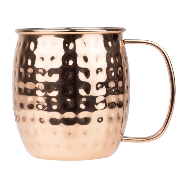 Olympia Barware Hammered Stainless Steel Copper Coated Mugs 440ml Olympia Barware Hammered Stainless Steel Copper Coated Mugs 440ml