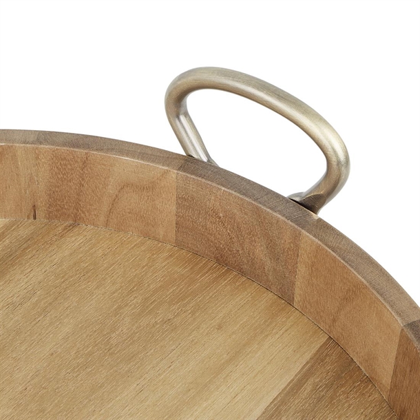 Olympia Round Tray Acacia Wood with Metal Handles 440x405x100mm Olympia Round Tray Acacia Wood with Metal Handles 440x405x100mm