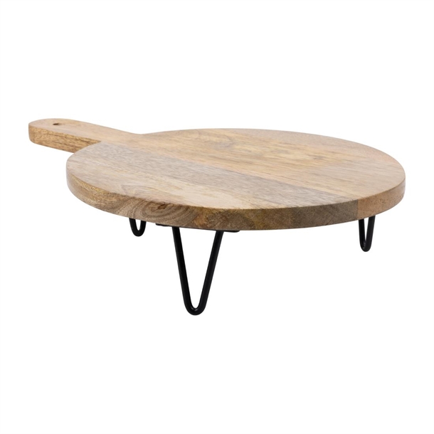 Olympia Round Handled Display Stand Mango Wood with Metal Legs 350x250x80mm Olympia Round Handled Display Stand Mango Wood with Metal Legs 350x250x80mm