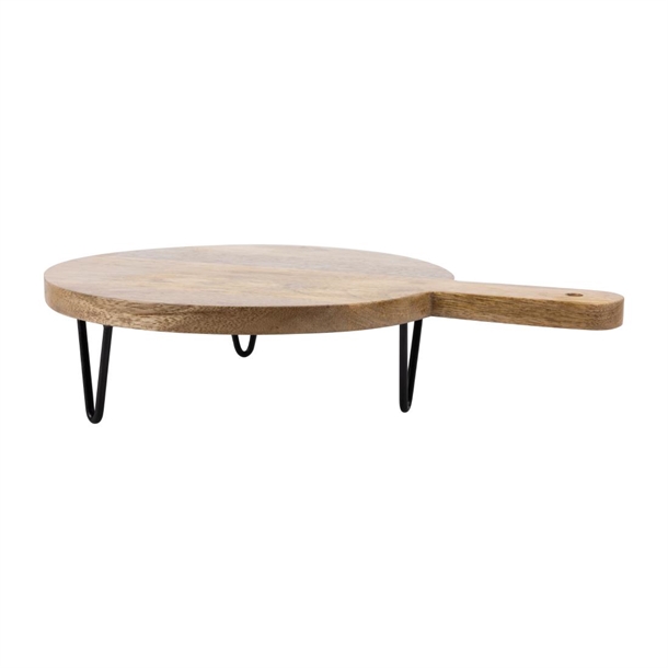 Olympia Round Handled Display Stand Mango Wood with Metal Legs 350x250x80mm Olympia Round Handled Display Stand Mango Wood with Metal Legs 350x250x80mm