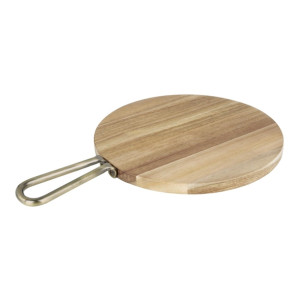 Olympia Round Paddle Board Acacia Wood Metal Handle 458x305mm