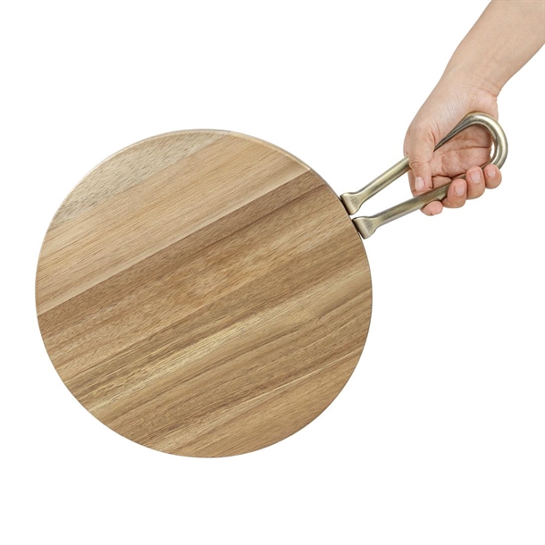 Olympia Round Paddle Board Acacia Wood Metal Handle 458x305mm Olympia Round Paddle Board Acacia Wood Metal Handle 458x305mm