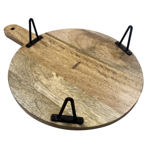 Olympia Round Handled Display Stand Mango Wood with Metal Legs 400x300x80mm