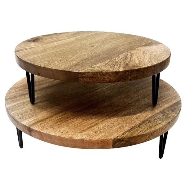 Olympia Round Display Stand Mango Wood with Metal Legs 300x80mm Olympia Round Display Stand Mango Wood with Metal Legs 300x80mm
