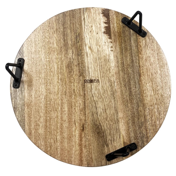 Olympia Round Display Stand Mango Wood with Metal Legs 300x80mm Olympia Round Display Stand Mango Wood with Metal Legs 300x80mm