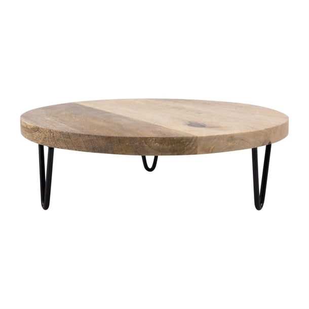Olympia Round Display Stand Mango Wood with Metal Legs 300x80mm Olympia Round Display Stand Mango Wood with Metal Legs 300x80mm