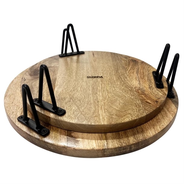 Olympia Round Display Stand Mango Wood with Metal Legs 300x80mm Olympia Round Display Stand Mango Wood with Metal Legs 300x80mm