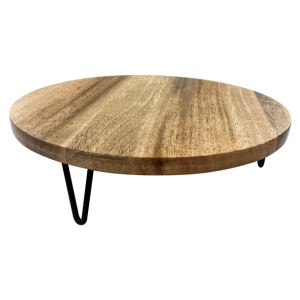 Olympia Round Display Stand Mango Wood with Metal Legs 300x80mm