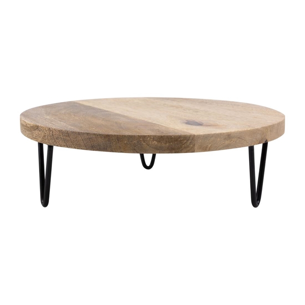 Olympia Round Display Stand Mango Wood with Metal Legs 250x80mm Olympia Round Display Stand Mango Wood with Metal Legs 250x80mm