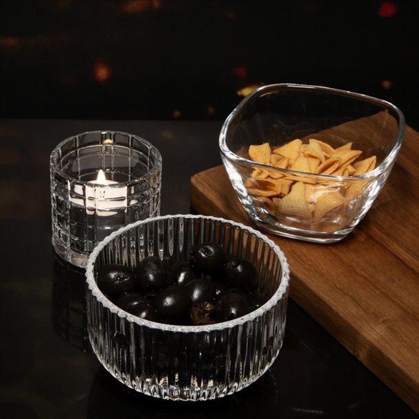Olympia Square Glass Tall Snack Bowls (6 Pack)