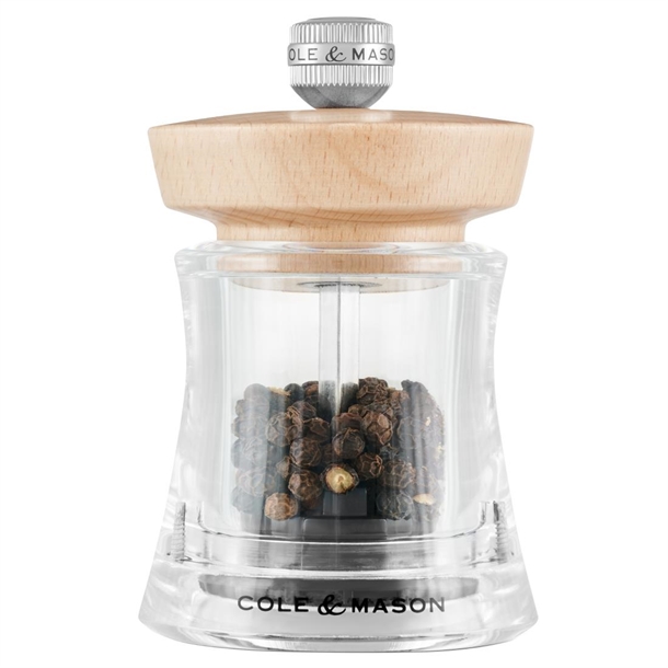 Cole & Mason Holbron Pepper Mill  Natural Beachwood & Acrylic 95mm
