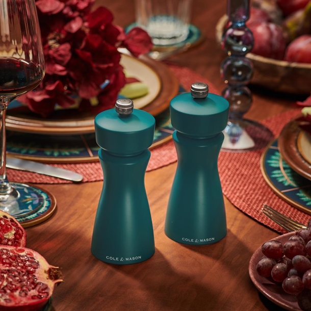 Cole & Mason Kenton Rubberwood Salt & Pepper Mill Blue Salt 60x150mm
