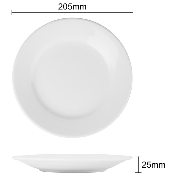 Olympia Athena Wide Rimmed Plates 203mm (12 Pack)