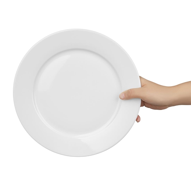 Olympia Whiteware Wide Rimmed Plates 250mm (12 Pack) Olympia Whiteware Wide Rimmed Plates 250mm (12 Pack)
