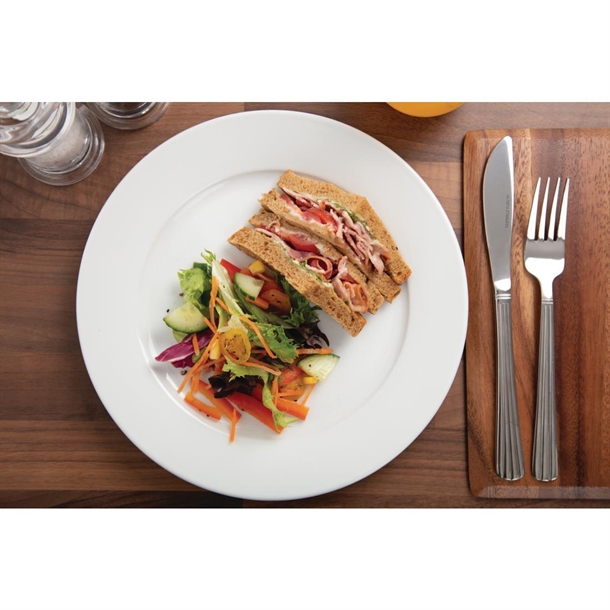 Olympia Whiteware Wide Rimmed Plates 250mm (12 Pack) Olympia Whiteware Wide Rimmed Plates 250mm (12 Pack)