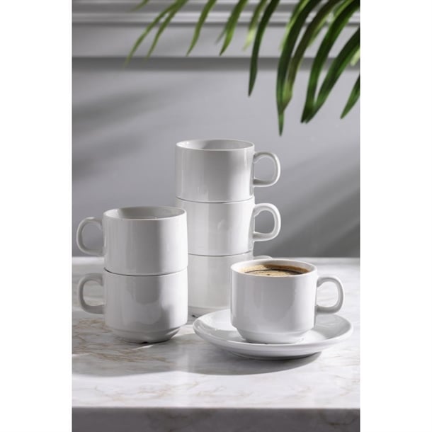 Olympia Whiteware Stacking Tea Cups 7oz 200ml (12 Pack) Olympia Whiteware Stacking Tea Cups 7oz 200ml (12 Pack)