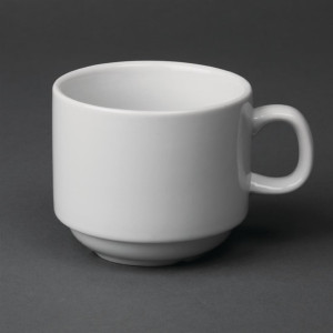Olympia Whiteware Stacking Tea Cups 7oz 200ml (12 Pack)