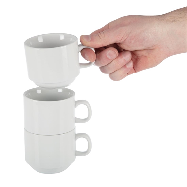 Olympia Whiteware Stacking Tea Cups 7oz 200ml (12 Pack) Olympia Whiteware Stacking Tea Cups 7oz 200ml (12 Pack)