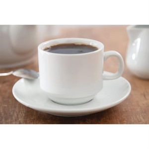 Olympia Whiteware Stacking Tea Cups 7oz 200ml (12 Pack)