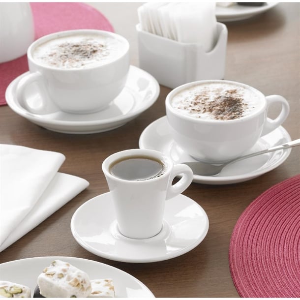 Olympia Whiteware Cappuccino Saucers 160mm (12 Pack) Olympia Whiteware Cappuccino Saucers 160mm (12 Pack)