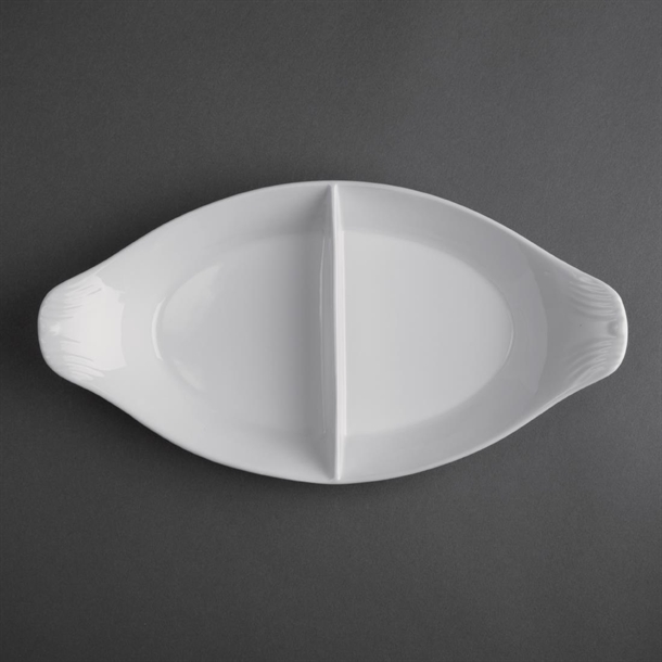 Olympia Divided Oval Eared Dishes 290 x 160mm (6 Pack) Olympia Divided Oval Eared Dishes 290 x 160mm (6 Pack)
