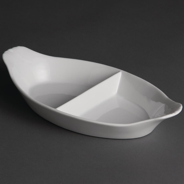Olympia Divided Oval Eared Dishes 290 x 160mm (6 Pack) Olympia Divided Oval Eared Dishes 290 x 160mm (6 Pack)