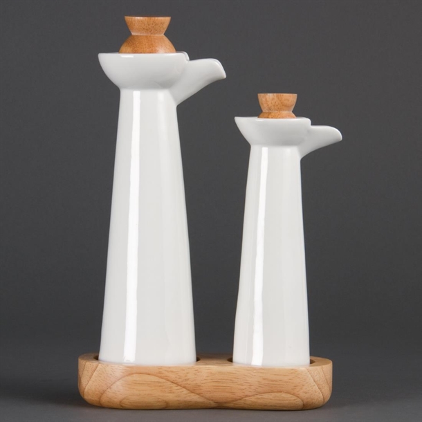 Olympia Whiteware Vinegar and Oil Bottle Set