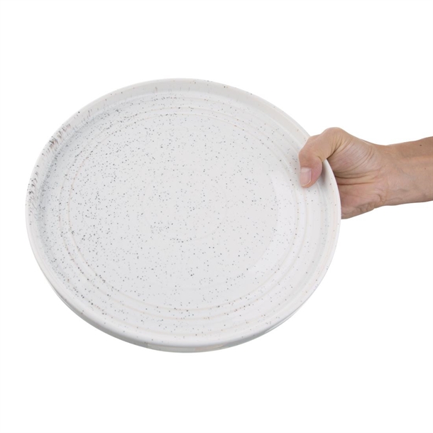 Olympia Cavolo White Speckle Flat Round Plate 270mm (4 Pack) Olympia Cavolo White Speckle Flat Round Plate 270mm (4 Pack)