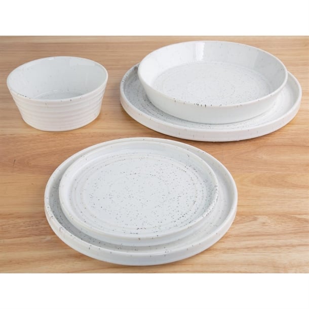 Olympia Cavolo White Speckle Flat Round Plate 270mm (4 Pack) Olympia Cavolo White Speckle Flat Round Plate 270mm (4 Pack)