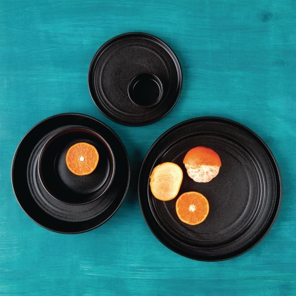 Olympia Cavolo Textured Black Flat Round Plate 270(Ø Pack)mm (4 Pack) Olympia Cavolo Textured Black Flat Round Plate 270(Ø Pack)mm (4 Pack)