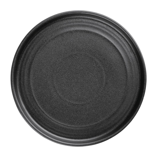 Olympia Cavolo Textured Black Flat Round Plate 180mm (6 Pack)