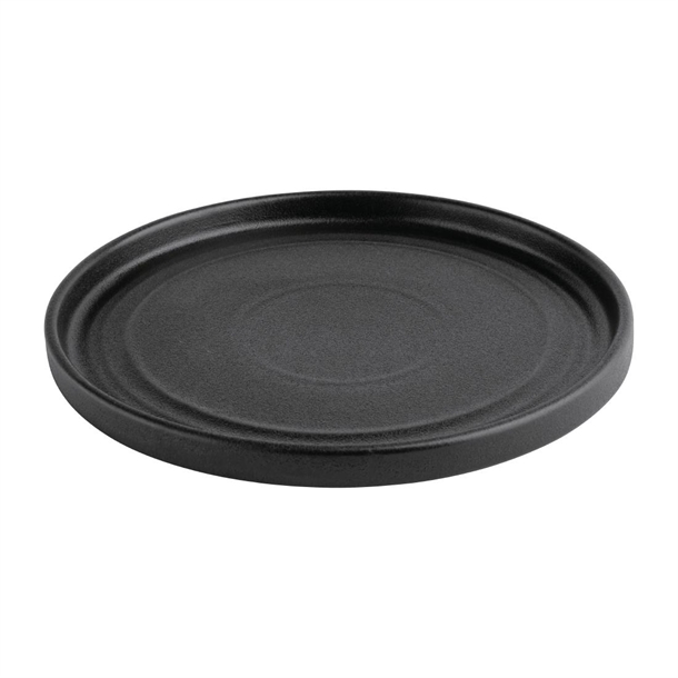 Olympia Cavolo Textured Black Flat Round Plate 180mm (6 Pack)