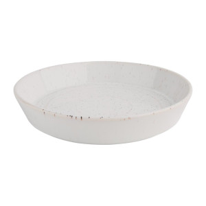 Olympia Cavolo Flat Round Bowls White Speckle 220mm (4 Pack)
