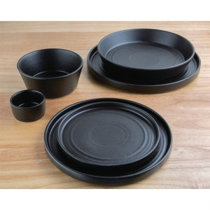 Olympia Cavolo Textured Black Flat Round Plate 220(Ø Pack)mm (6 Pack)