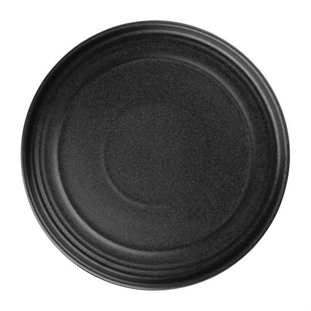 Olympia Cavolo Textured Black Flat Round Plate 220(Ø Pack)mm (6 Pack)