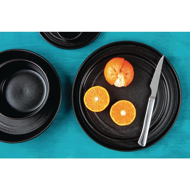Olympia Cavolo Textured Black Flat Round Plate 220(Ø Pack)mm (6 Pack)