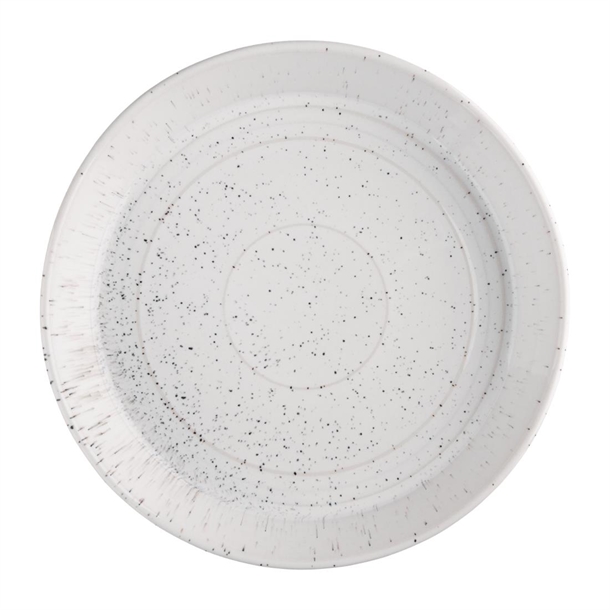 Olympia Cavolo Flat Round Bowls White Speckle 220mm (4 Pack)
