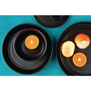 Olympia Cavolo Flat Round Bowls Textured Black 143mm (6 Pack)