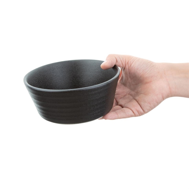 Olympia Cavolo Flat Round Bowls Textured Black 143mm (6 Pack) Olympia Cavolo Flat Round Bowls Textured Black 143mm (6 Pack)